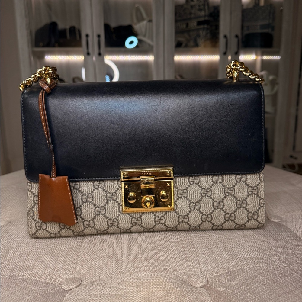 Gucci Black and Tan Shoulder Bag